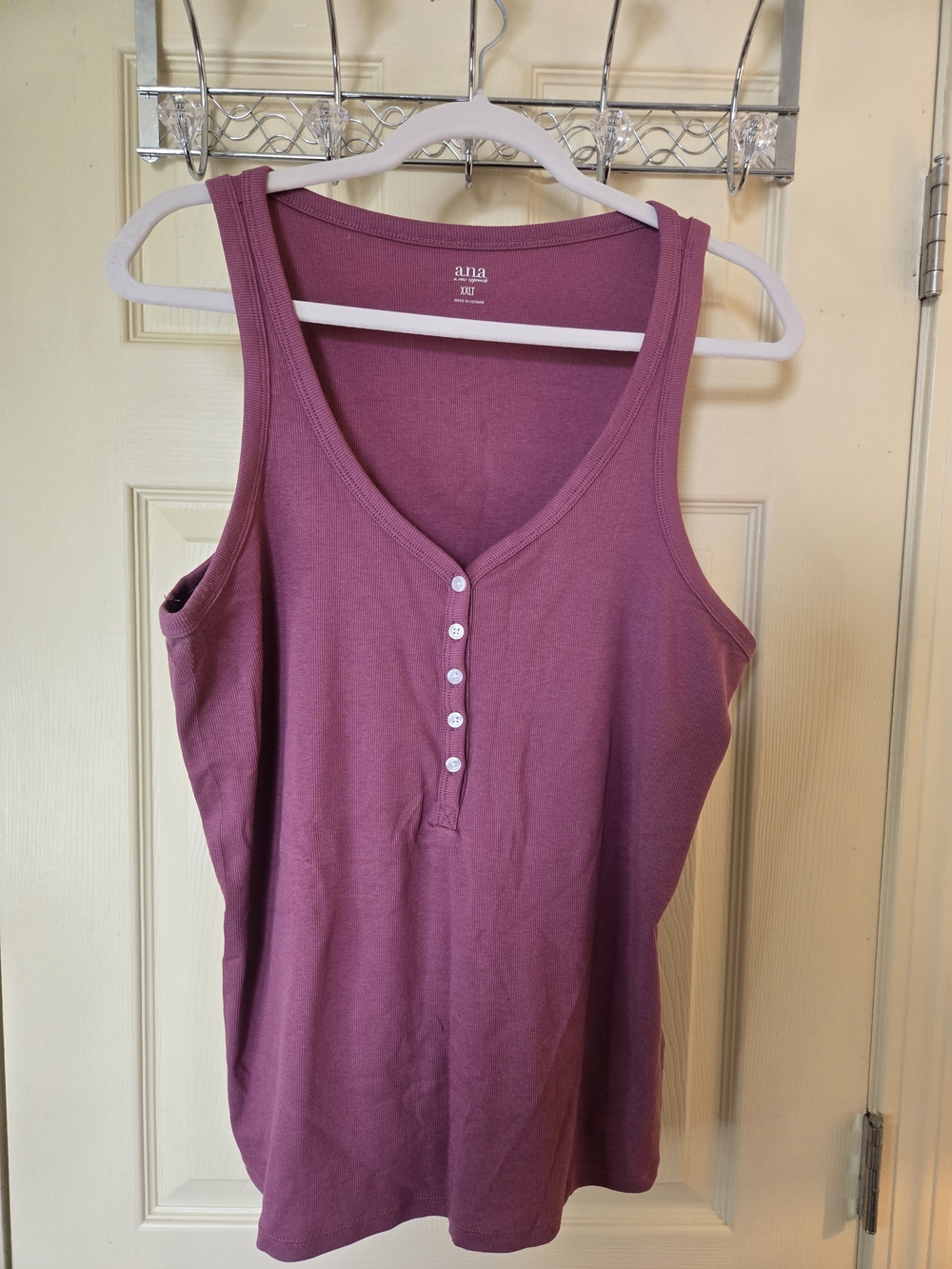 a.n.a Mauve Button-Front Henley Tank Top